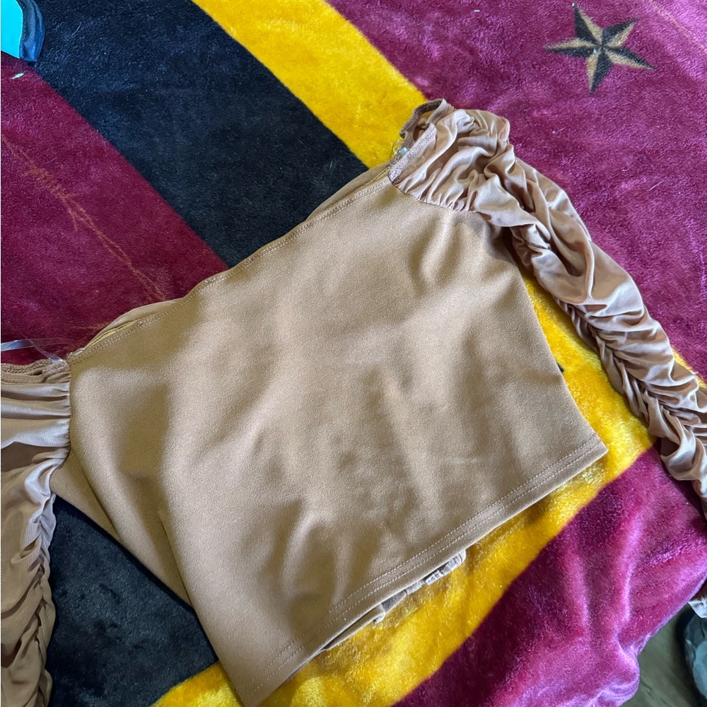 Tan Ruched Corset Top - Picture 2 of 2